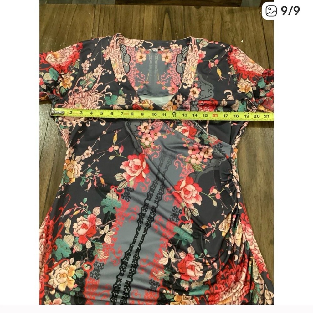 Johnny Was Floral faux Wrap Midi Dress - Picture 9 of 9